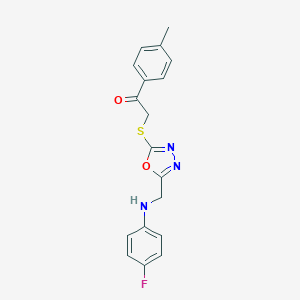 2-[(5-{[(4-Fluorophenyl)amino]methyl}-1,3,4-oxadiazol-2-yl)sulfanyl]-1-(4-methylphenyl)ethanone