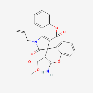 ethyl 1'-allyl-2-amino-2',4'-dioxo-1',4'-dihydro-2'H-spiro[chromene-4,3'-chromeno[4,3-b]pyrrole]-3-carboxylate