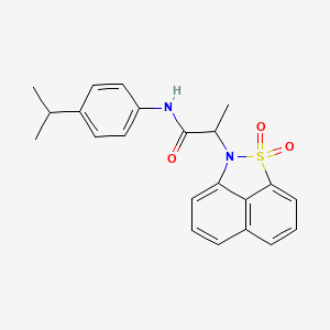 molecular formula C22H22N2O3S B4177328 2-(1,1-dioxido-2H-naphtho[1,8-cd]isothiazol-2-yl)-N-(4-isopropylphenyl)propanamide 