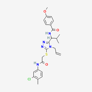 molecular formula C26H30ClN5O3S B4177347 N-{1-[4-allyl-5-({2-[(3-chloro-4-methylphenyl)amino]-2-oxoethyl}thio)-4H-1,2,4-triazol-3-yl]-2-methylpropyl}-4-methoxybenzamide 