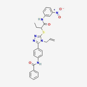molecular formula C28H26N6O4S B4177354 N-(4-{4-allyl-5-[(1-{[(3-nitrophenyl)amino]carbonyl}propyl)thio]-4H-1,2,4-triazol-3-yl}phenyl)benzamide 