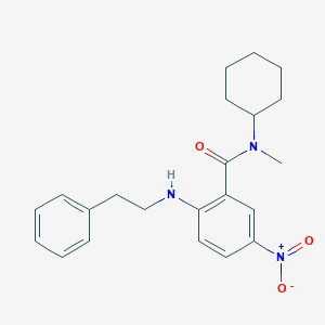 molecular formula C22H27N3O3 B4177356 N-cyclohexyl-N-methyl-5-nitro-2-[(2-phenylethyl)amino]benzamide 