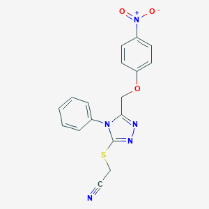 molecular formula C17H13N5O3S B417736 ({5-[({4-nitrophenyl}oxy)methyl]-4-phenyl-4H-1,2,4-triazol-3-yl}sulfanyl)acetonitrile 