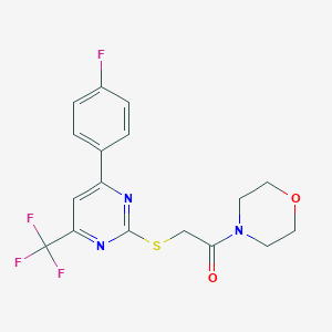 molecular formula C17H15F4N3O2S B417739 4-({[4-(4-Fluorophenyl)-6-(trifluoromethyl)pyrimidin-2-yl]thio}acetyl)morpholine 