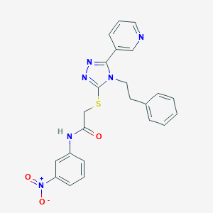 molecular formula C23H20N6O3S B417740 N-(3-nitrophenyl)-2-[[4-(2-phenylethyl)-5-pyridin-3-yl-1,2,4-triazol-3-yl]sulfanyl]acetamide 