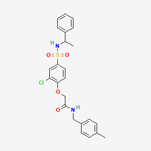 molecular formula C24H25ClN2O4S B4177403 2-(2-chloro-4-{[(1-phenylethyl)amino]sulfonyl}phenoxy)-N-(4-methylbenzyl)acetamide 