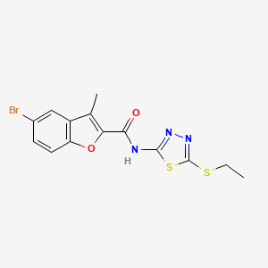 molecular formula C14H12BrN3O2S2 B4177411 5-bromo-N-[5-(ethylthio)-1,3,4-thiadiazol-2-yl]-3-methyl-1-benzofuran-2-carboxamide 