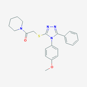 molecular formula C22H24N4O2S B417742 methyl 4-(3-{[2-oxo-2-(1-piperidinyl)ethyl]sulfanyl}-5-phenyl-4H-1,2,4-triazol-4-yl)phenyl ether 