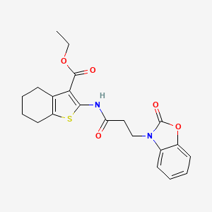 molecular formula C21H22N2O5S B4177423 ethyl 2-{[3-(2-oxo-1,3-benzoxazol-3(2H)-yl)propanoyl]amino}-4,5,6,7-tetrahydro-1-benzothiophene-3-carboxylate 