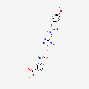 molecular formula C25H29N5O5S B4177425 ethyl 3-[({[5-(1-{[(4-methoxyphenyl)acetyl]amino}ethyl)-4-methyl-4H-1,2,4-triazol-3-yl]thio}acetyl)amino]benzoate CAS No. 825657-71-4