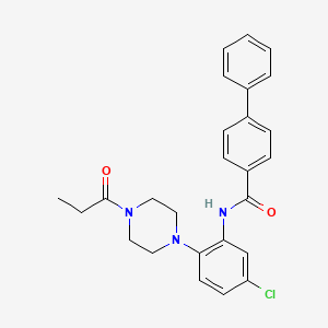 molecular formula C26H26ClN3O2 B4177429 N-[5-chloro-2-(4-propionyl-1-piperazinyl)phenyl]-4-biphenylcarboxamide 