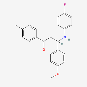 molecular formula C23H22FNO2 B4177468 3-[(4-fluorophenyl)amino]-3-(4-methoxyphenyl)-1-(4-methylphenyl)-1-propanone 