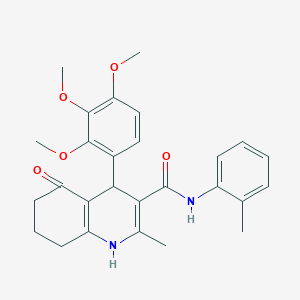 molecular formula C27H30N2O5 B417747 2-methyl-N-(2-methylphenyl)-5-oxo-4-(2,3,4-trimethoxyphenyl)-4,6,7,8-tetrahydro-1H-quinoline-3-carboxamide 