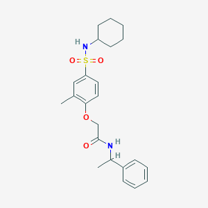 molecular formula C23H30N2O4S B4177506 2-{4-[(cyclohexylamino)sulfonyl]-2-methylphenoxy}-N-(1-phenylethyl)acetamide 