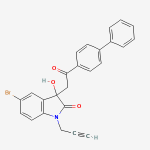 molecular formula C25H18BrNO3 B4177514 3-[2-(4-biphenylyl)-2-oxoethyl]-5-bromo-3-hydroxy-1-(2-propyn-1-yl)-1,3-dihydro-2H-indol-2-one 