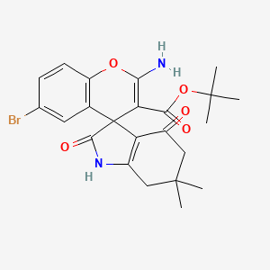 tert-butyl 2-amino-6-bromo-6',6'-dimethyl-2',4'-dioxo-1',2',4',5',6',7'-hexahydrospiro[chromene-4,3'-indole]-3-carboxylate