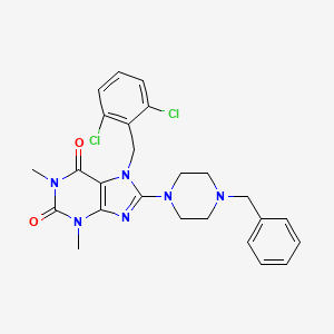 molecular formula C25H26Cl2N6O2 B4177526 8-(4-benzyl-1-piperazinyl)-7-(2,6-dichlorobenzyl)-1,3-dimethyl-3,7-dihydro-1H-purine-2,6-dione 