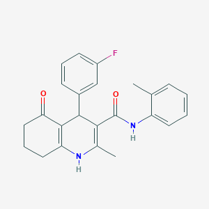 molecular formula C24H23FN2O2 B417753 4-(3-fluorophenyl)-2-methyl-N-(2-methylphenyl)-5-oxo-4,6,7,8-tetrahydro-1H-quinoline-3-carboxamide 