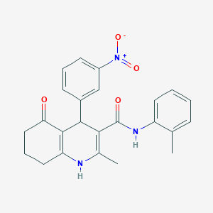 molecular formula C24H23N3O4 B417757 4-{3-nitrophenyl}-2-methyl-N-(2-methylphenyl)-5-oxo-1,4,5,6,7,8-hexahydro-3-quinolinecarboxamide 