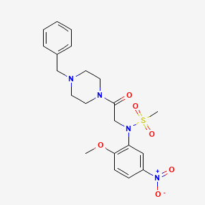 molecular formula C21H26N4O6S B4177577 N-[2-(4-benzyl-1-piperazinyl)-2-oxoethyl]-N-(2-methoxy-5-nitrophenyl)methanesulfonamide 
