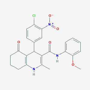 molecular formula C24H22ClN3O5 B417760 4-{4-chloro-3-nitrophenyl}-2-methyl-N-[2-(methyloxy)phenyl]-5-oxo-1,4,5,6,7,8-hexahydroquinoline-3-carboxamide 