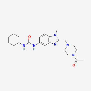 molecular formula C22H32N6O2 B4177606 N-{2-[(4-acetyl-1-piperazinyl)methyl]-1-methyl-1H-benzimidazol-5-yl}-N'-cyclohexylurea 