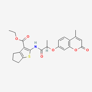 molecular formula C23H23NO6S B4177614 ethyl 2-({2-[(4-methyl-2-oxo-2H-chromen-7-yl)oxy]propanoyl}amino)-5,6-dihydro-4H-cyclopenta[b]thiophene-3-carboxylate 