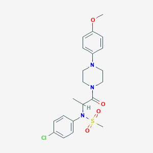 molecular formula C21H26ClN3O4S B4177630 N-(4-chlorophenyl)-N-{2-[4-(4-methoxyphenyl)-1-piperazinyl]-1-methyl-2-oxoethyl}methanesulfonamide 