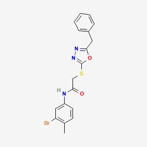molecular formula C18H16BrN3O2S B4177651 2-[(5-benzyl-1,3,4-oxadiazol-2-yl)thio]-N-(3-bromo-4-methylphenyl)acetamide 