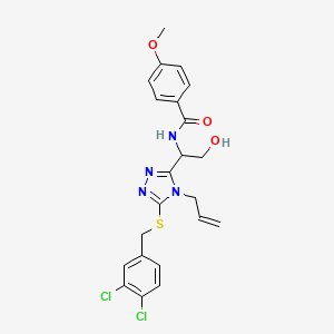 molecular formula C22H22Cl2N4O3S B4177658 N-(1-{4-allyl-5-[(3,4-dichlorobenzyl)thio]-4H-1,2,4-triazol-3-yl}-2-hydroxyethyl)-4-methoxybenzamide 