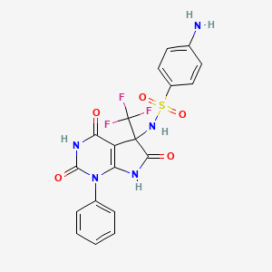 molecular formula C19H14F3N5O5S B4177666 4-amino-N-[2,4,6-trioxo-1-phenyl-5-(trifluoromethyl)-2,3,4,5,6,7-hexahydro-1H-pyrrolo[2,3-d]pyrimidin-5-yl]benzenesulfonamide 