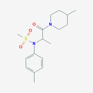 molecular formula C17H26N2O3S B4177669 N-[1-methyl-2-(4-methyl-1-piperidinyl)-2-oxoethyl]-N-(4-methylphenyl)methanesulfonamide 