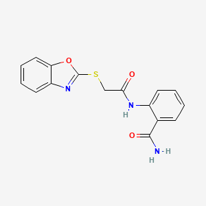 molecular formula C16H13N3O3S B4177692 2-{[(1,3-benzoxazol-2-ylthio)acetyl]amino}benzamide 
