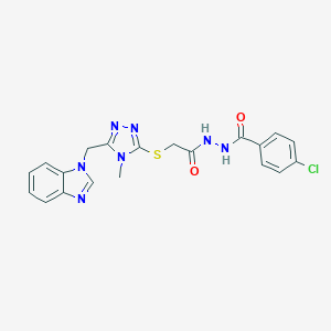 2-{[5-(1H-benzimidazol-1-ylmethyl)-4-methyl-4H-1,2,4-triazol-3-yl]sulfanyl}-N'-[(4-chlorophenyl)carbonyl]acetohydrazide