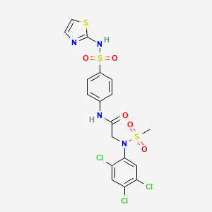 molecular formula C18H15Cl3N4O5S3 B4177730 N~2~-(methylsulfonyl)-N~1~-{4-[(1,3-thiazol-2-ylamino)sulfonyl]phenyl}-N~2~-(2,4,5-trichlorophenyl)glycinamide 