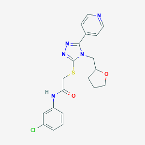 molecular formula C20H20ClN5O2S B417777 N-(3-chlorophenyl)-2-{[5-(4-pyridinyl)-4-(tetrahydro-2-furanylmethyl)-4H-1,2,4-triazol-3-yl]sulfanyl}acetamide 
