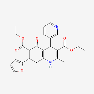 molecular formula C25H26N2O6 B4177773 diethyl 7-(2-furyl)-2-methyl-5-oxo-4-(3-pyridinyl)-1,4,5,6,7,8-hexahydro-3,6-quinolinedicarboxylate 