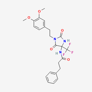 molecular formula C23H24F3N3O5 B4177788 N-[1-[2-(3,4-dimethoxyphenyl)ethyl]-2,5-dioxo-4-(trifluoromethyl)-4-imidazolidinyl]-3-phenylpropanamide 