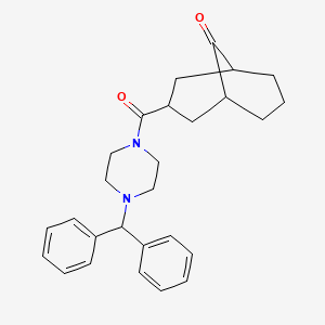 molecular formula C27H32N2O2 B4177789 3-{[4-(diphenylmethyl)-1-piperazinyl]carbonyl}bicyclo[3.3.1]nonan-9-one 