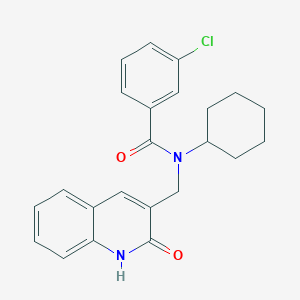 molecular formula C23H23ClN2O2 B4177798 3-chloro-N-cyclohexyl-N-[(2-hydroxy-3-quinolinyl)methyl]benzamide 