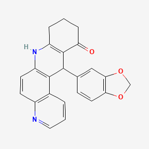 molecular formula C23H18N2O3 B4177807 12-(1,3-benzodioxol-5-yl)-8,9,10,12-tetrahydrobenzo[b]-4,7-phenanthrolin-11(7H)-one 