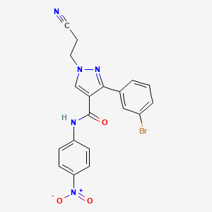 molecular formula C19H14BrN5O3 B4177820 3-(3-bromophenyl)-1-(2-cyanoethyl)-N-(4-nitrophenyl)-1H-pyrazole-4-carboxamide 