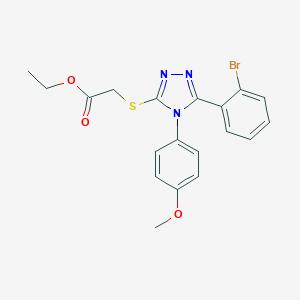 molecular formula C19H18BrN3O3S B417783 Ethyl 2-[[5-(2-bromophenyl)-4-(4-methoxyphenyl)-1,2,4-triazol-3-yl]sulfanyl]acetate 