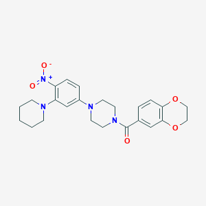molecular formula C24H28N4O5 B4177838 1-(2,3-dihydro-1,4-benzodioxin-6-ylcarbonyl)-4-[4-nitro-3-(1-piperidinyl)phenyl]piperazine 