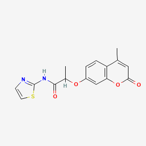 molecular formula C16H14N2O4S B4177844 2-[(4-methyl-2-oxo-2H-chromen-7-yl)oxy]-N-1,3-thiazol-2-ylpropanamide 