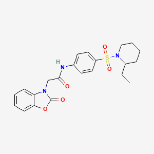 molecular formula C22H25N3O5S B4177848 N-{4-[(2-ethyl-1-piperidinyl)sulfonyl]phenyl}-2-(2-oxo-1,3-benzoxazol-3(2H)-yl)acetamide 