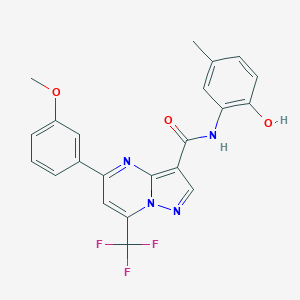 molecular formula C22H17F3N4O3 B417786 N-(2-hydroxy-5-methylphenyl)-5-(3-methoxyphenyl)-7-(trifluoromethyl)pyrazolo[1,5-a]pyrimidine-3-carboxamide 