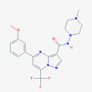 molecular formula C20H21F3N6O2 B417788 5-(3-methoxyphenyl)-N-(4-methylpiperazin-1-yl)-7-(trifluoromethyl)pyrazolo[1,5-a]pyrimidine-3-carboxamide 
