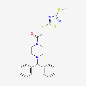 molecular formula C22H24N4OS3 B4177883 1-(diphenylmethyl)-4-({[3-(methylthio)-1,2,4-thiadiazol-5-yl]thio}acetyl)piperazine 