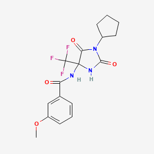 molecular formula C17H18F3N3O4 B4177892 N-[1-cyclopentyl-2,5-dioxo-4-(trifluoromethyl)-4-imidazolidinyl]-3-methoxybenzamide 